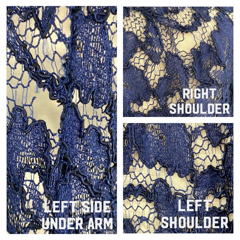 Diane Von Furstenberg DVF Elisabetta Navy Blue Sheer Floral Lace Dressy Blouse - Picture 10 of 16